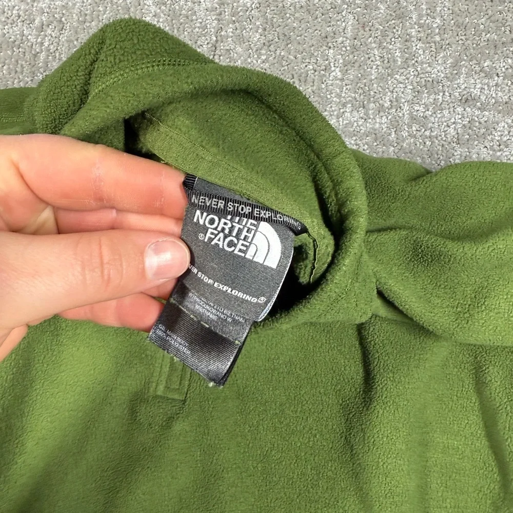 The North Face Green Lite Weight Fleece 1/4 Zip Sweater Hiking Men Size M